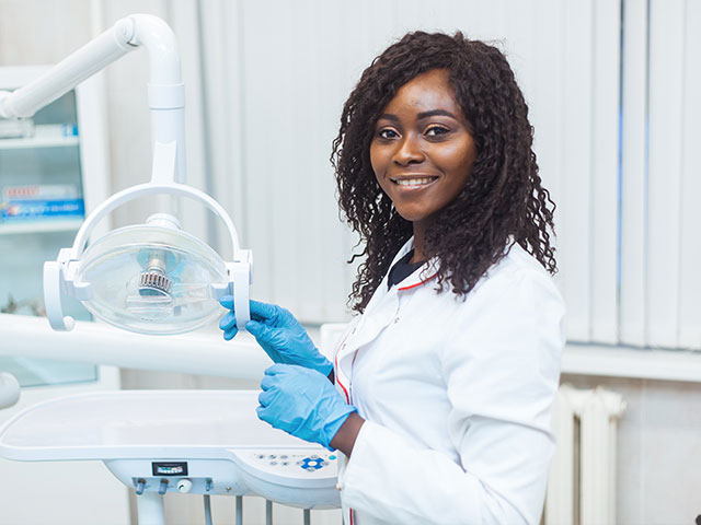 Dentistry student in office