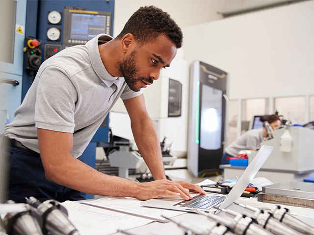 Physicist working in lab